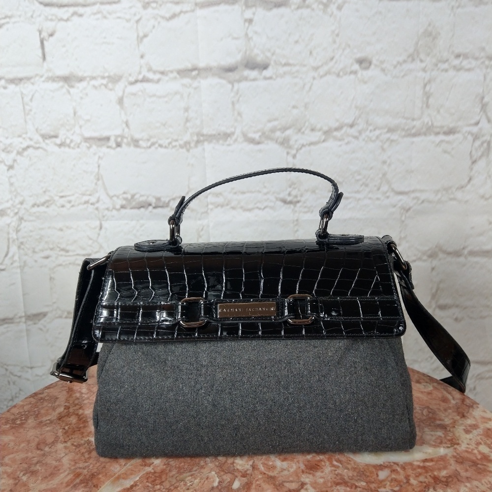 Armani Exchange wool and patent leather crossbody
